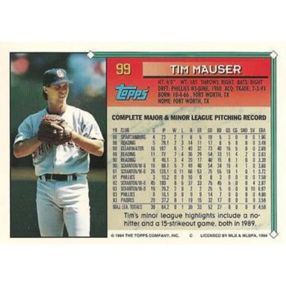 1994 Topps Tim Mauser # 99 San Diego Padres